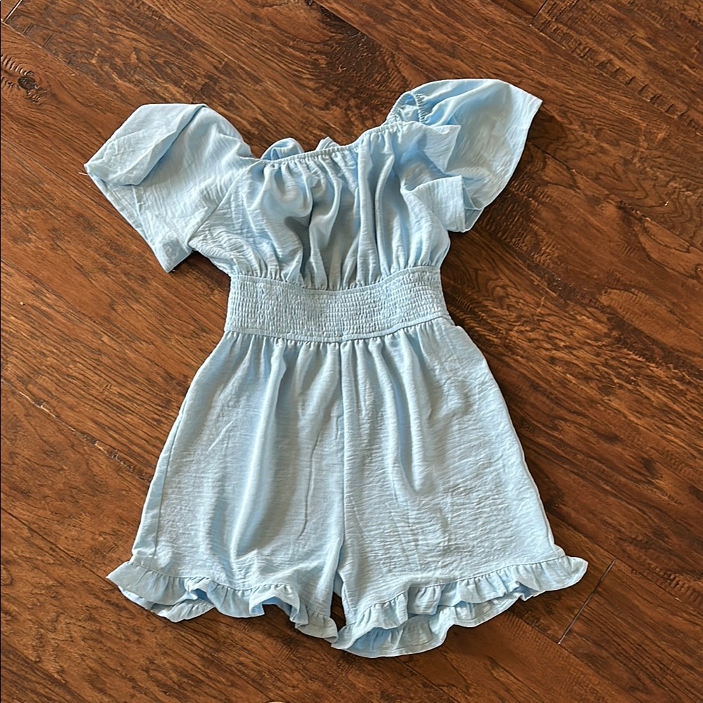 Light Blue Kids Ruffled Romper